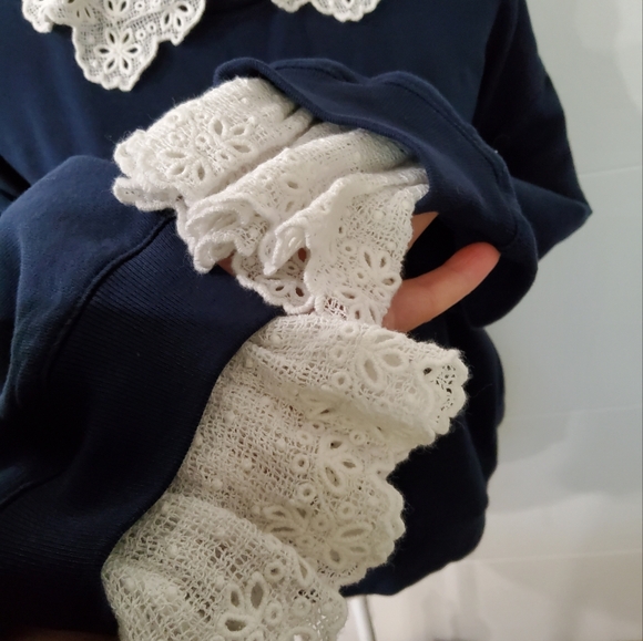 J.Crew Lace Collar Sweatshirt Size XL - Picture 10 of 11